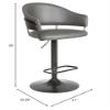 Armen Living Brody Faux Leather Swivel Barstool, Adjustable, Gray/Black view 3
