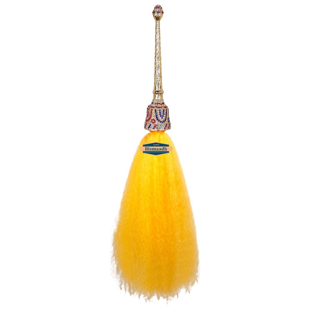 BISMAADH Chawar/Chavar/Chawar Sahib Golden with Swarovski Work for Mandir & Gurudwara Sahib for Pooja