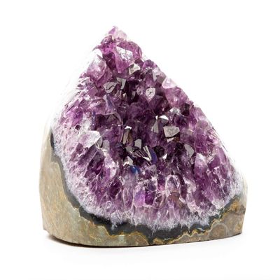 DesertUSA Uruguayan Amethyst Crystal Clusters Cut Base from Basalt Plus, Bonus Mineral Included (1 to 1.5 lbs, Polished Edge Deep Purple Amethyst)