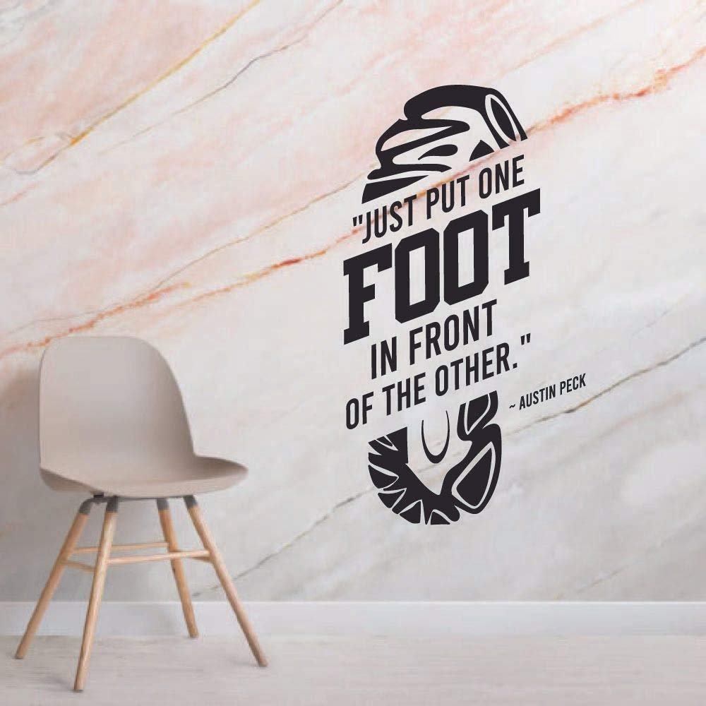 Foot In Front Of The Other Marathon Running Motivation Quote Wall Sticker Art Decal for Girls Boys Room Bedroom Gym Studio House Fun Home Decor Stickers Wall Art Vinyl Decoration Size (20x18 inch)