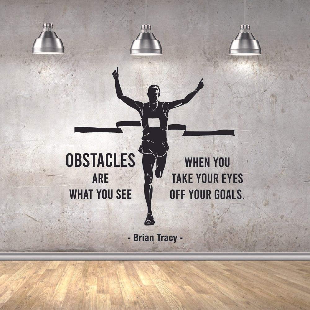 Eyes Off Your Goals Marathon Running Motivation Quote Wall Sticker Art Decal for Girls Boys Room Bedroom Gym Studio Garage House Fun Home Decor Stickers Wall Art Vinyl Decoration Size (30x30 inch)