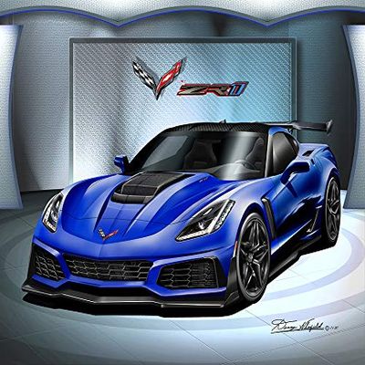 2019 Corvette ZR1- Admiral Blue-Fine Art Print by Danny Whitfield - Size 20 x 24