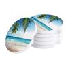Car Drinks Coasters Set of 4 Pack Palms Tree Ocean Tropical Sea Absorbent Ceramic Stone Beach Theme Coaster with A Finger Notch for Easy Removal from Auto Cupholder view 2