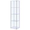 BOWERY HILL 4 Shelf Glass Display Case Cabinet with Chrome Support Beams and White Top/Base view 1