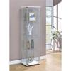 BOWERY HILL 4 Shelf Glass Display Case Cabinet with Chrome Support Beams and White Top/Base view 2