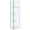 BOWERY HILL 4 Shelf Glass Display Case Cabinet with Chrome Support Beams and White Top/Base view 4