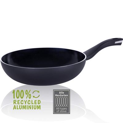Berndes Frying 28 cm B.Green Aluminium Induction Wok Pan Made from 100% Recycled Drinks Cans, Black