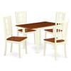 East West Furniture NDNI5-WHI-W 5 Piece Kitchen Table Set for 4 Includes a Rectangle Dining Room Table with Dropleaf and 4 Solid Wood Seat Chairs, 30x48 Inch, Buttermilk & Cherry view 1