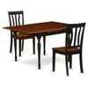 East West Furniture MZAN3-BCH-W 3 Piece Dining Table Set for Small Spaces Contains a Rectangle Dining Room Table with Dropleaf and 2 Wood Seat Chairs, 36x54 Inch, Black & Cherry view 1