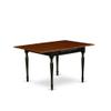 East West Furniture MZAN3-BCH-W 3 Piece Dining Table Set for Small Spaces Contains a Rectangle Dining Room Table with Dropleaf and 2 Wood Seat Chairs, 36x54 Inch, Black & Cherry view 3