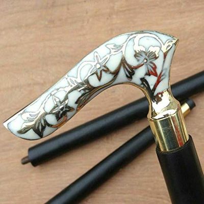 NAUTICAL GIFT STORE Curved Handle Stick Antique Walking Brass Foldable Cane Vintage Designer Cane
