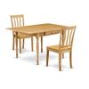 East West Furniture MZAN3-OAK-W 3 Piece Dining Table Set for Small Spaces Contains a Rectangle Dining Room Table with Dropleaf and 2 Wood Seat Chairs, 36x54 Inch, Oak view 1