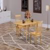 East West Furniture MZAN3-OAK-W 3 Piece Dining Table Set for Small Spaces Contains a Rectangle Dining Room Table with Dropleaf and 2 Wood Seat Chairs, 36x54 Inch, Oak view 4
