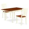 East West Furniture MZAV3-WHI-W 3 Piece Dining Table Set for Small Spaces Contains a Rectangle Dining Room Table with Dropleaf and 2 Wood Seat Chairs, 36x54 Inch, Buttermilk & Cherry view 1