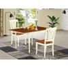 East West Furniture MZAV3-WHI-W 3 Piece Dining Table Set for Small Spaces Contains a Rectangle Dining Room Table with Dropleaf and 2 Wood Seat Chairs, 36x54 Inch, Buttermilk & Cherry view 2