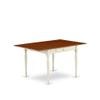 East West Furniture MZAV3-WHI-W 3 Piece Dining Table Set for Small Spaces Contains a Rectangle Dining Room Table with Dropleaf and 2 Wood Seat Chairs, 36x54 Inch, Buttermilk & Cherry view 3