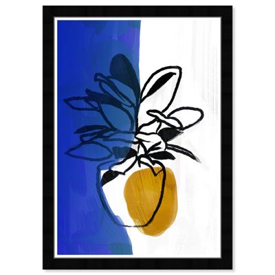 Wynwood Studio Botanical Framed Wall Art Prints 'Flourish' Florals Home Dcor, 13" x 19", Blue, White