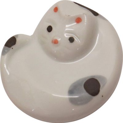 Ishida Ceramic Chopsticks Holder, Cat, Gray, 1.8 x 0.6 x 0.6 inches (4.5 x 1.5 x 1.5 cm)