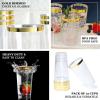 Efavormart 60 Pack 18oz Gold Rimmed Clear Cocktail Disposable Plastic Glasses For Wedding Banquet Party Events view 4