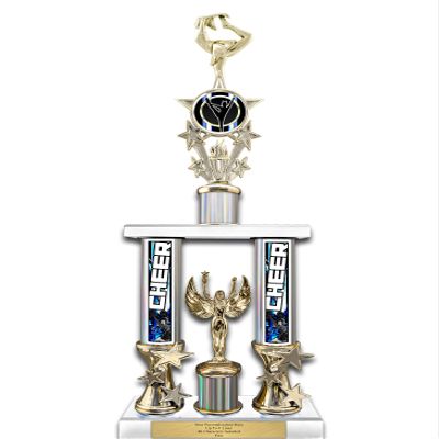 Trophy Deals 36" Action Matrix Cheerleading Silver Flute 2 Column Trophy, Custom Cheerleading Trophies with Personalized Engraving - WW128BS-CLAMB