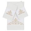 Authentic Hotel and Spa White Turkish Cotton Scrollwork Embroidered 3 Piece Towel Set view 1