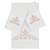 Authentic Hotel and Spa White Turkish Cotton Scrollwork Embroidered 3 Piece Towel Set view 2