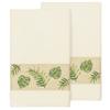 Authentic Hotel and Spa Turkish Cotton Palm Fronds Embroidered Cream 2-Piece Bath Towel Set view 1