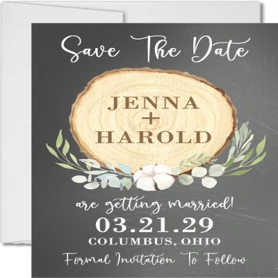 Rustic Wedding Save The Date Cards, Vintage Wedding Save The Date Cards, Barn Wedding Save The Date - Set of 12 (Chalkboard/Ivory)