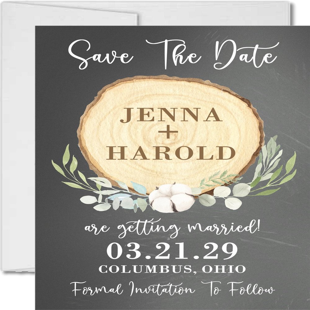 Rustic Wedding Save The Date Cards, Vintage Wedding Save The Date Cards, Barn Wedding Save The Date - Set of 12 (Chalkboard/Ivory)