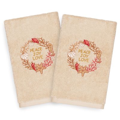 Authentic Hotel and Spa Turkish Cotton Peace Beige Set of 2 Hand Towels