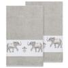 Authentic Hotel and Spa Turkish Cotton Elephants Embroidered Light Grey 2-Piece Bath Towel Set view 1