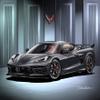 2020 C8 Corvette Stingray - Shadow Grey - Fine Art Print by Danny Whitfield - with Black Trident Wheels - Size 20 x 24 view 1