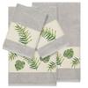 Authentic Hotel and Spa Turkish Cotton Palm Fronds Embroidered Light Grey 4-Piece Towel Set view 1