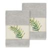 Authentic Hotel and Spa Turkish Cotton Palm Fronds Embroidered Light Grey 2-Piece Towel Hand Set view 1