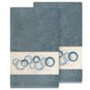 Authentic Hotel and Spa Turkish Cotton Circles Embroidered Teal Blue 2-Piece Bath Towel Set view 1