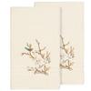 Authentic Hotel and Spa Turkish Cotton Blue Bird Embroidered Cream 2-Piece Bath Towel Set view 1