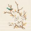 Authentic Hotel and Spa Turkish Cotton Blue Bird Embroidered Cream 2-Piece Bath Towel Set view 2