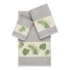 Authentic Hotel and Spa Turkish Cotton Palm Fronds Embroidered Light Grey 3-Piece Towel Set view 1