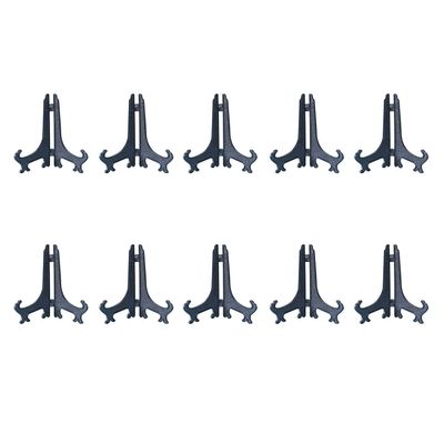 Booluee 10 Pcs Black Plastic Easels Plate Display Stands Picture Frame Stand Holder Display Easels (6 Inch)