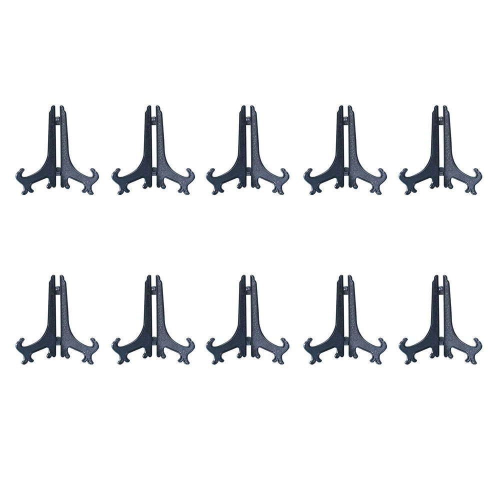 Booluee 10 Pcs Black Plastic Easels Plate Display Stands Picture Frame Stand Holder Display Easels (6 Inch)
