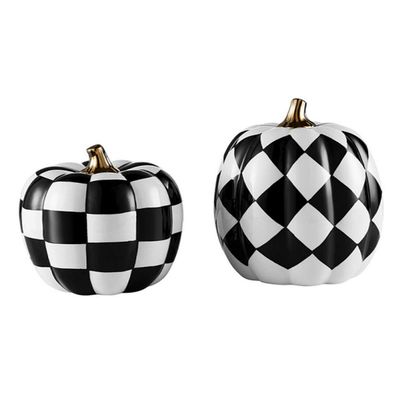 Ceramic Decoration Pumpkin Shaped Home Decoration Modern Black and White Ornaments Home Decor (17 * 17*HIGH17.5CM)