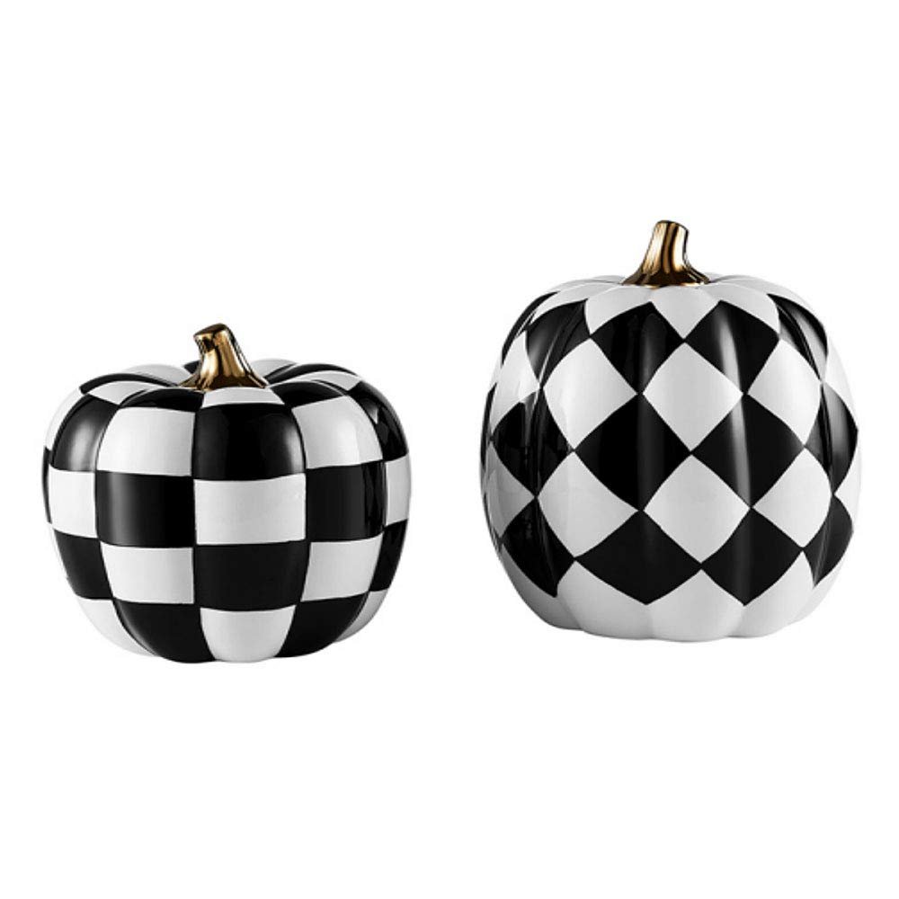 Ceramic Decoration Pumpkin Shaped Home Decoration Modern Black and White Ornaments Home Decor (17 * 17*HIGH17.5CM)