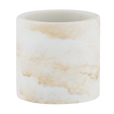 WENKO Odos Toothbrush Holder Made of Sturdy polyresin in Marble Look, Diameter 8 x 10 cm, White/Gold