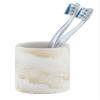 WENKO Odos Toothbrush Holder Made of Sturdy polyresin in Marble Look, Diameter 8 x 10 cm, White/Gold view 3
