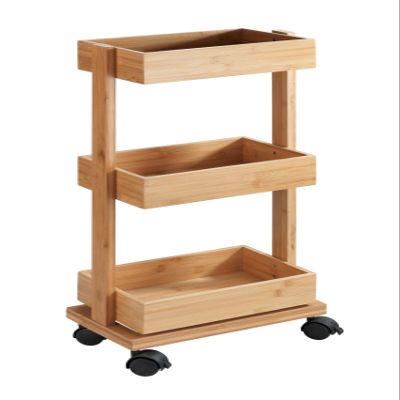 Wenko Regal Tortona Bathroom Trolley, Bamboo, Brown, 18 x 71.5 x 31 cm