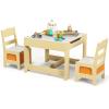 Costzon Kids Table and Chair Set, 3 in 1 Wooden Activity Table with Storage Drawer, Detachable Tabletop for Children Drawing Reading Art Craft, Playroom, Nursery, Toddler Table and Chair Set, Natural view 1