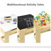 Costzon Kids Table and Chair Set, 3 in 1 Wooden Activity Table with Storage Drawer, Detachable Tabletop for Children Drawing Reading Art Craft, Playroom, Nursery, Toddler Table and Chair Set, Natural view 2