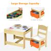 Costzon Kids Table and Chair Set, 3 in 1 Wooden Activity Table with Storage Drawer, Detachable Tabletop for Children Drawing Reading Art Craft, Playroom, Nursery, Toddler Table and Chair Set, Natural view 4