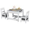 Costzon Kids Table and Chair Set, 3 in 1 Wooden Activity Table with Storage Drawer, Detachable Tabletop for Children Drawing Reading Art Craft, Playroom, Nursery, Toddler Table and Chair Set, Gray view 1