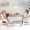 Costzon Kids Table and Chair Set, 3 in 1 Wooden Activity Table with Storage Drawer, Detachable Tabletop for Children Drawing Reading Art Craft, Playroom, Nursery, Toddler Table and Chair Set, Gray view 2